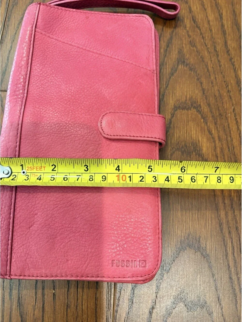 Vintage Fossil Pink Leather Wallet Biifold Organizer Keyhole Coin 9.5